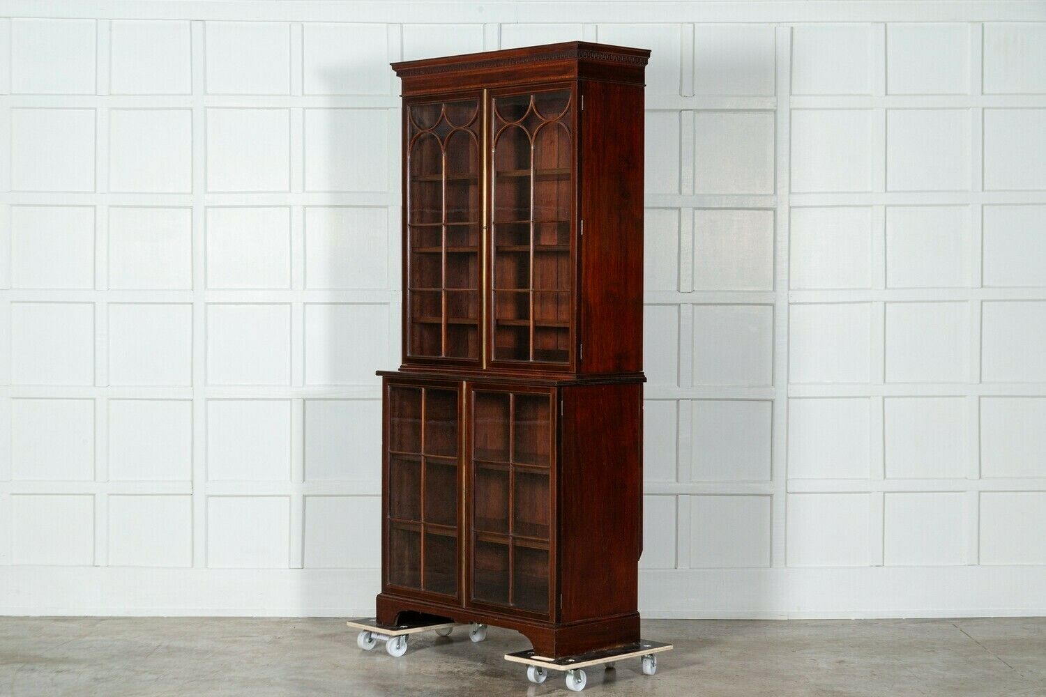 George III 18thc Mahogany Glazed Twin Library Bookcase Cabinet photo vinterior
