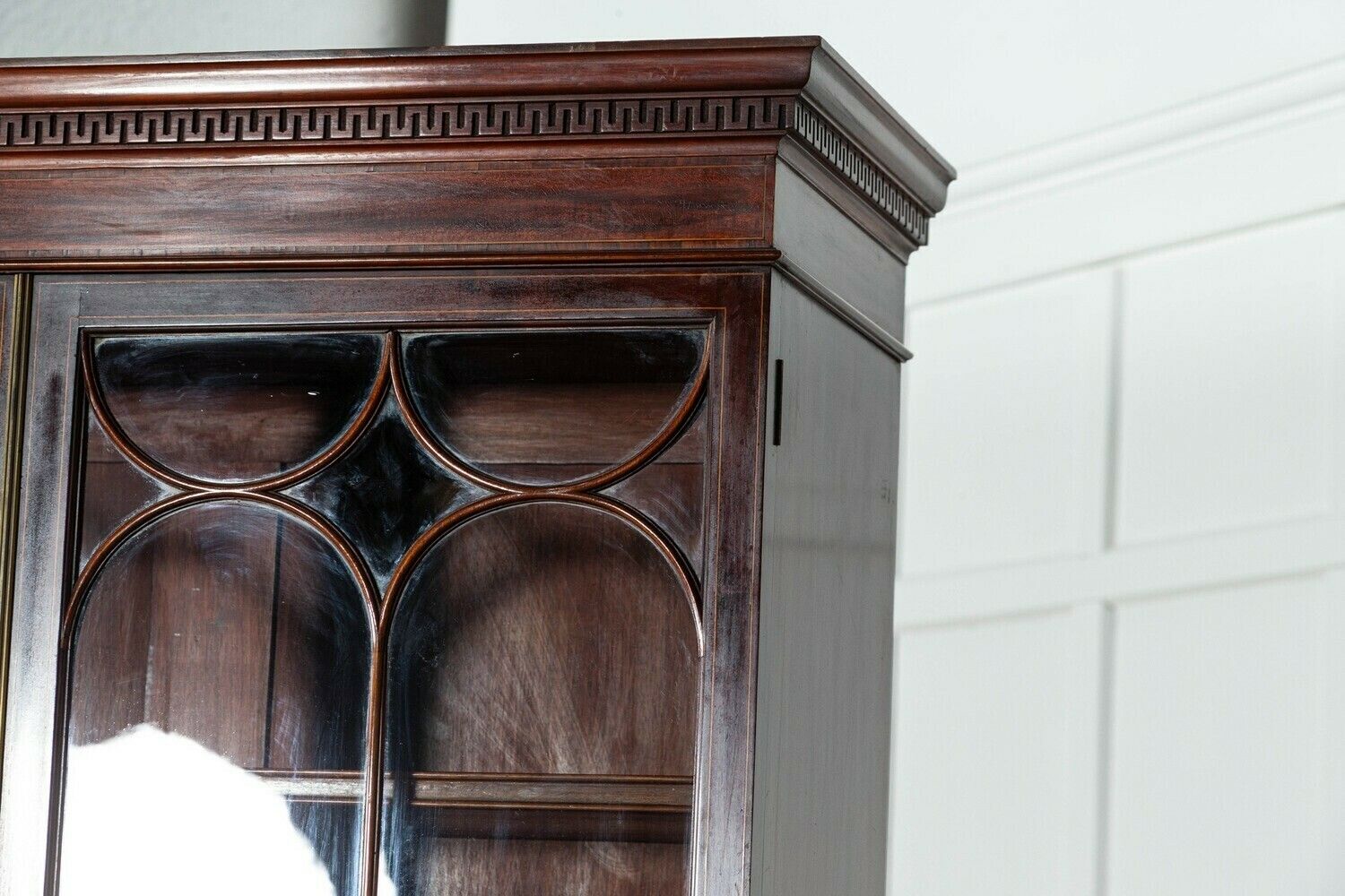 photo furniture George III 18thc Mahogany Glazed Twin Library Bookcase Cabinet