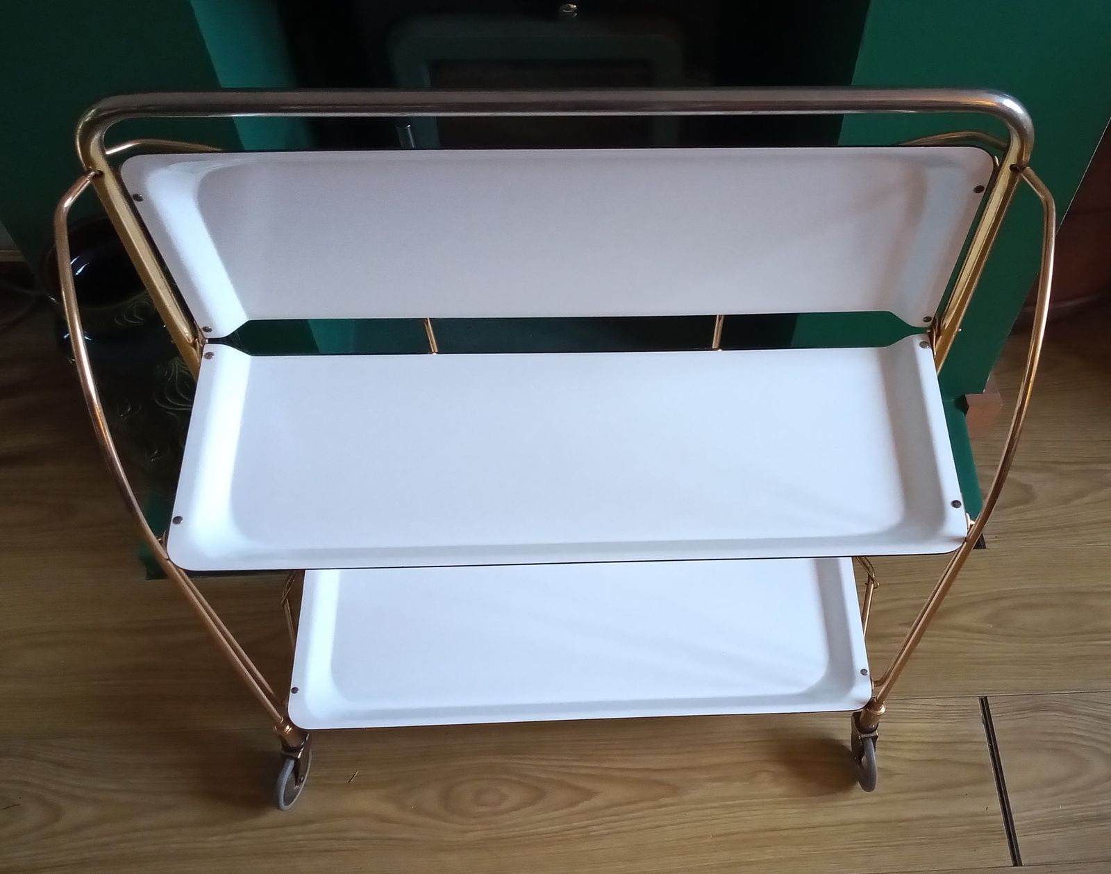 1960s Dinett German Folding Brass Drinks Trolley By Gerlinol photo buy