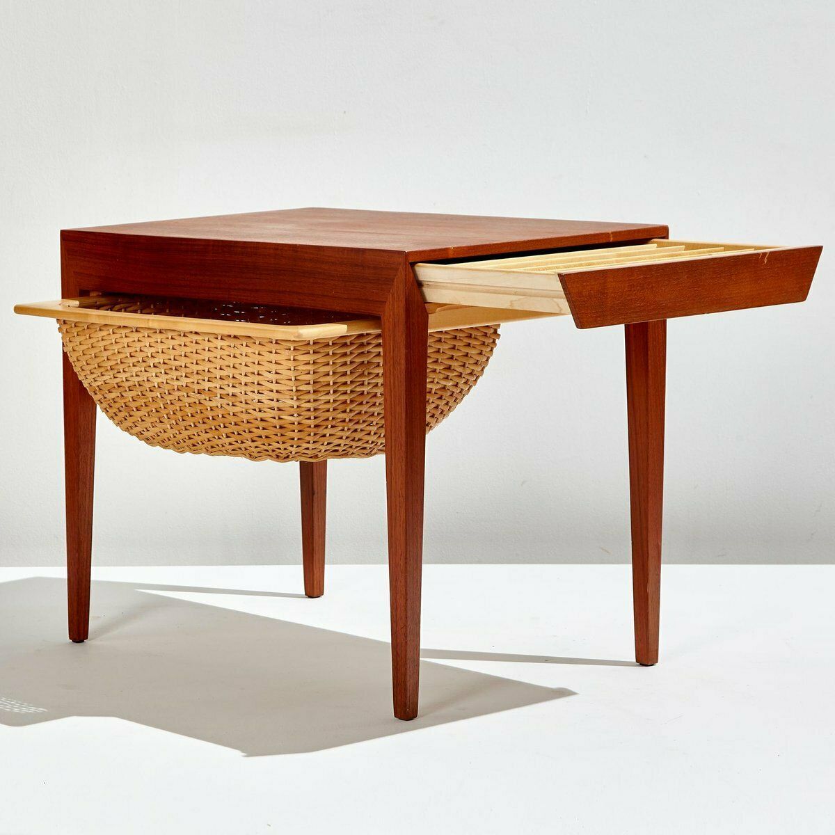 Teak Sewing Table By Severin Hansen For Haslev Furniture Factory, 1960s photo for sale