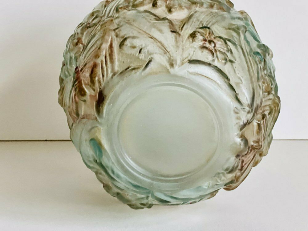 Large Art Deco Satin Pressed Glass Vase, 1930s photo vinterior