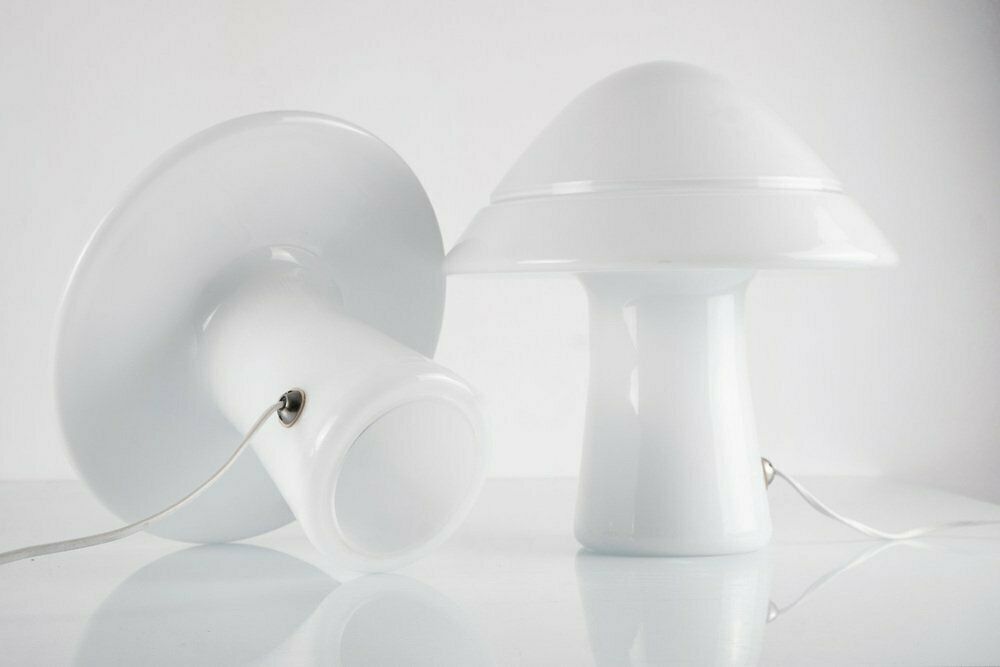 Murano Glass Mushroom Table Lamps By Guido De Majo For Res Murano, Italy, Set Of 2 photo Lighting