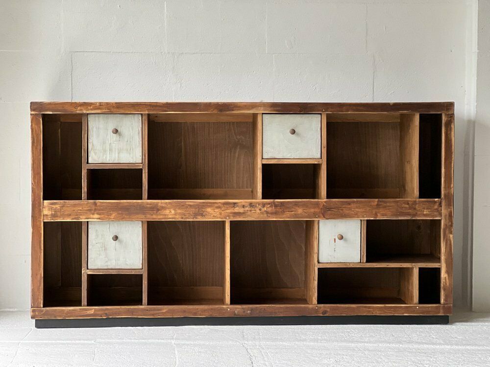 Industrial Wooden Shelf With Four Drawers And Shelves photo furniture