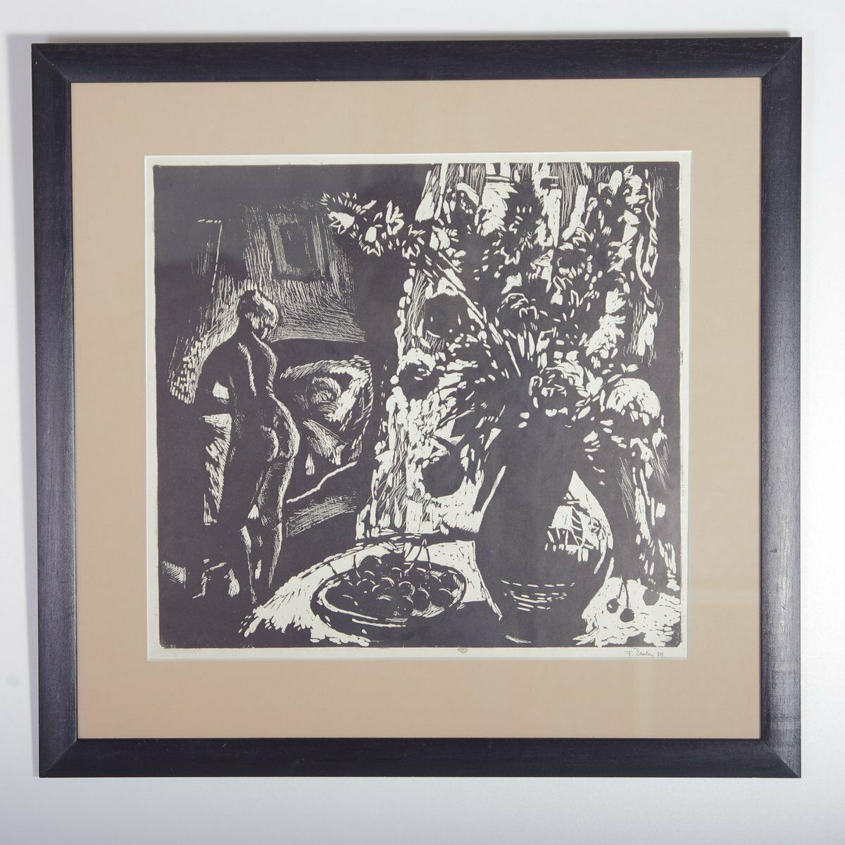 Frantisek Emler, Nude Morning, Linocut On Paper, 1959, Framed