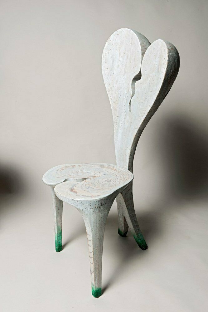 Swiss Carved Wood Alice Dining Table And Dining Chair By Yves Boucard, Set Of 2 photo vinterior