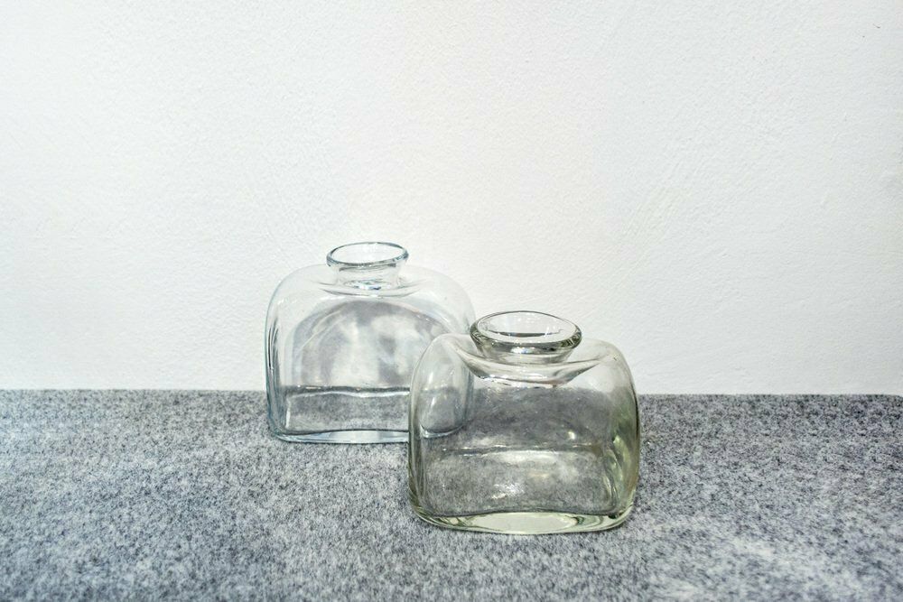 Vintage Italian Murano Glass Vase In Barbini Style, 1970s, Set Of 2 photo for sale