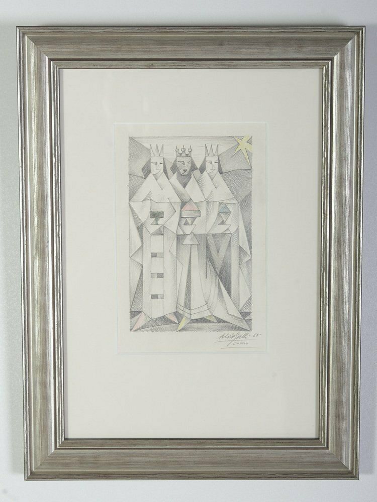 Aldo Galli, Three Kings, 1965, Pencil On Paper, Framed