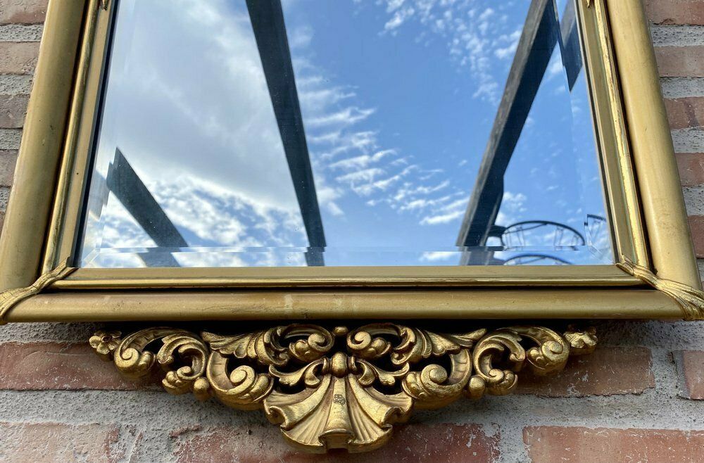 Large Antique French Monumental Gold Leaf Gilt Mirror, 1890 photo vintage
