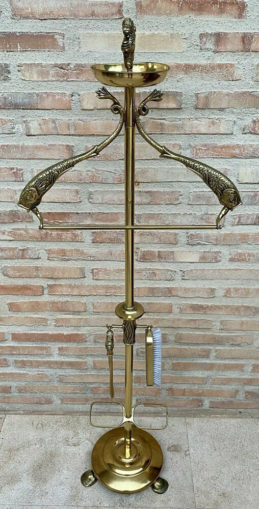 Early 20th Century French Bronze And Brass Valet Stand Dressboy, 1940s photo for sale