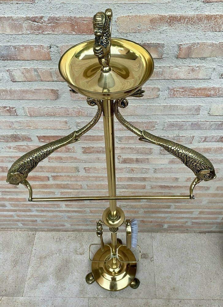 Early 20th Century French Bronze And Brass Valet Stand Dressboy, 1940s photo Home Decor