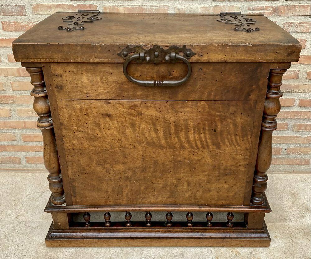 Early 20th Century French Hand Carved Wooden Trunk photo for sale