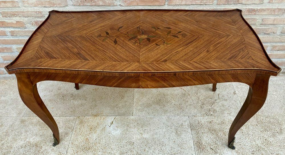 French Marquetry Bronze Ormolu Mounted Center Or Coffee Table, 1920s photo Furniture