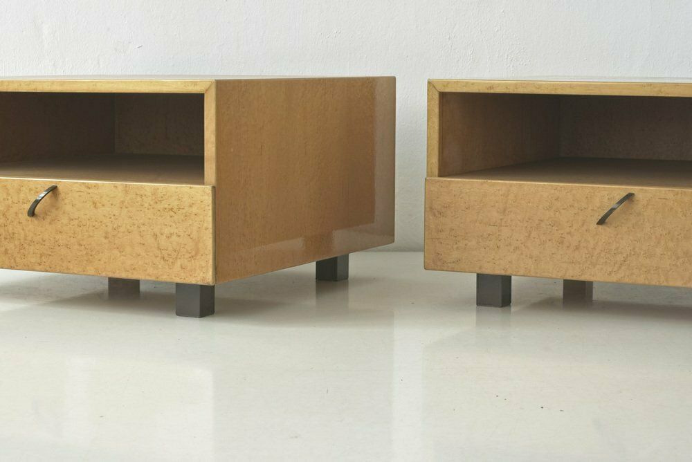 Large Side Tables In Bird`s Eye Maple By Giovanni Offredi For Saporiti Italia, Italy, 1975, Set Of 2 photo Furniture