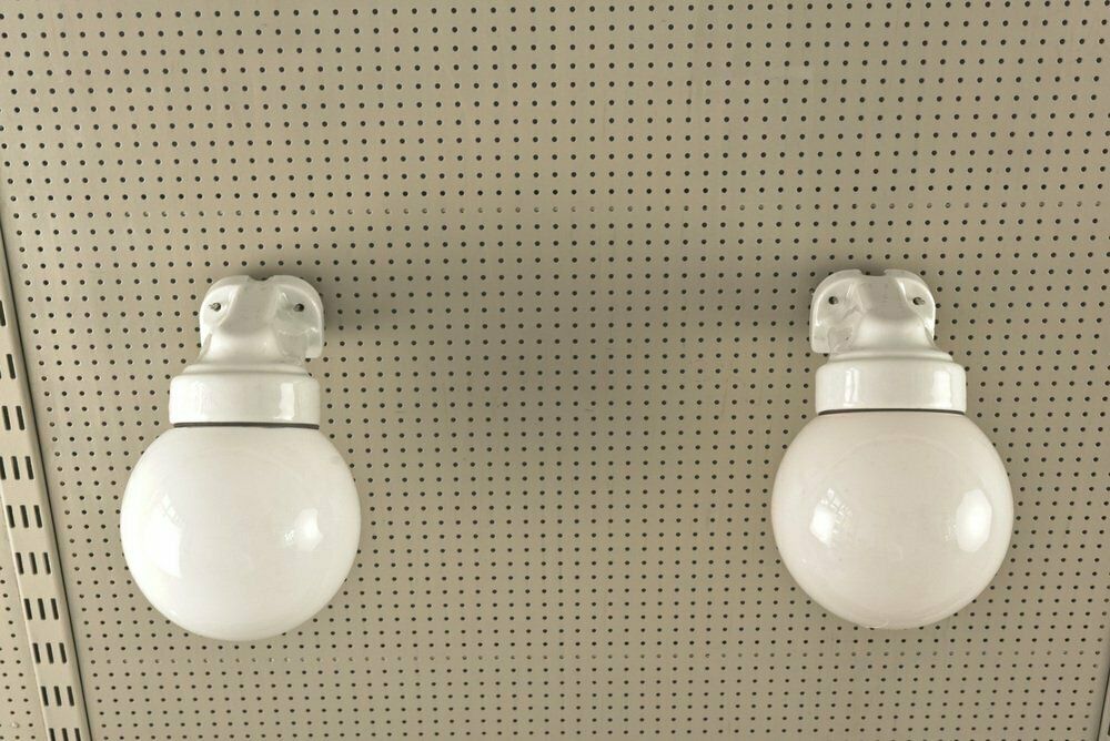 German Outdoor Wall Lamps In Porcelaine, 1935, Set Of 2