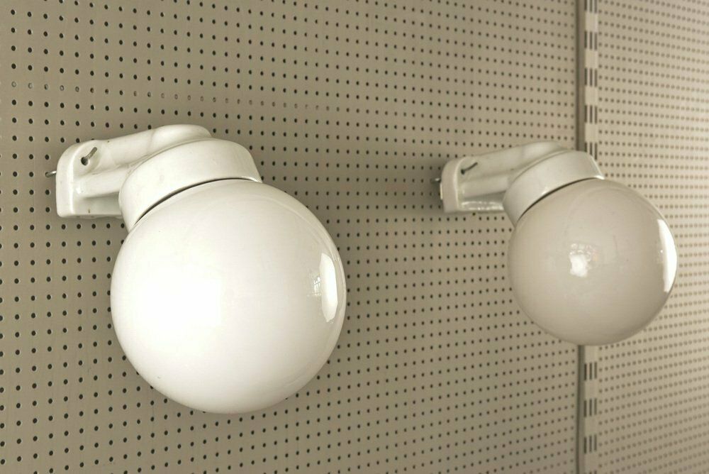 German Outdoor Wall Lamps In Porcelaine, 1935, Set Of 2 photo Lighting