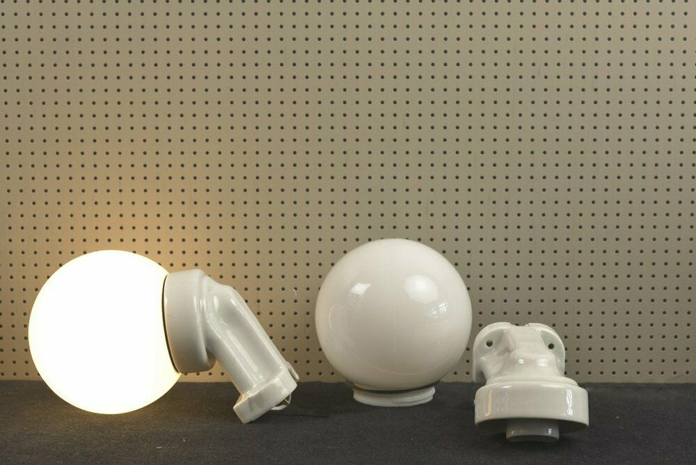 German Outdoor Wall Lamps In Porcelaine, 1935, Set Of 2 photo vintage