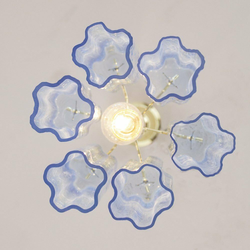 Lighting Tronchi Chandelier In Blue Glass, Italy, 1990s photo