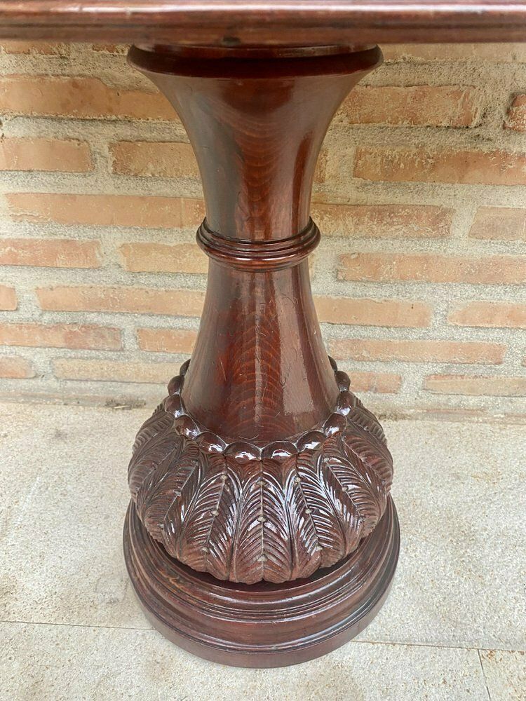 Carved Wood Demi Lune Nightstands With Marble Top, 1940, Set Of 2 photo vinterior