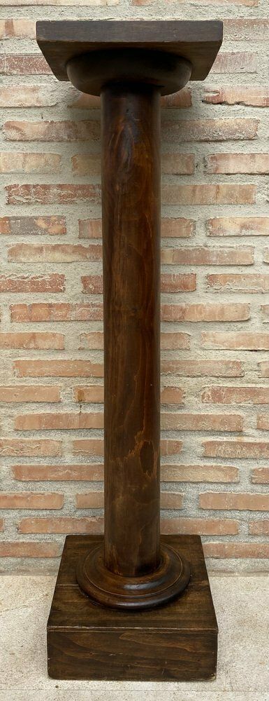 Mid Century French Pedestal Plant Holder In Walnut Wood, 1960s photo Home Decor