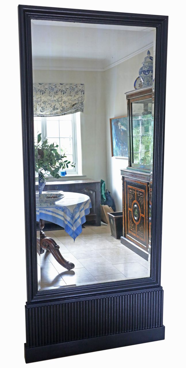 Antique Very Large Quality Painted Floor Wall Full Height Dressing Mirror C1920