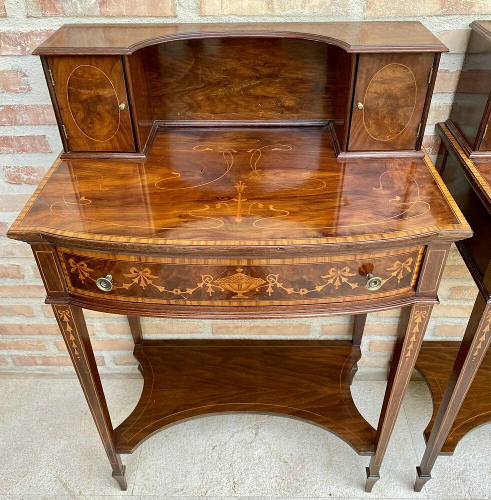 photo vintage Nightstands With French Marquetry Inlaid, 1920s, Set Of 2