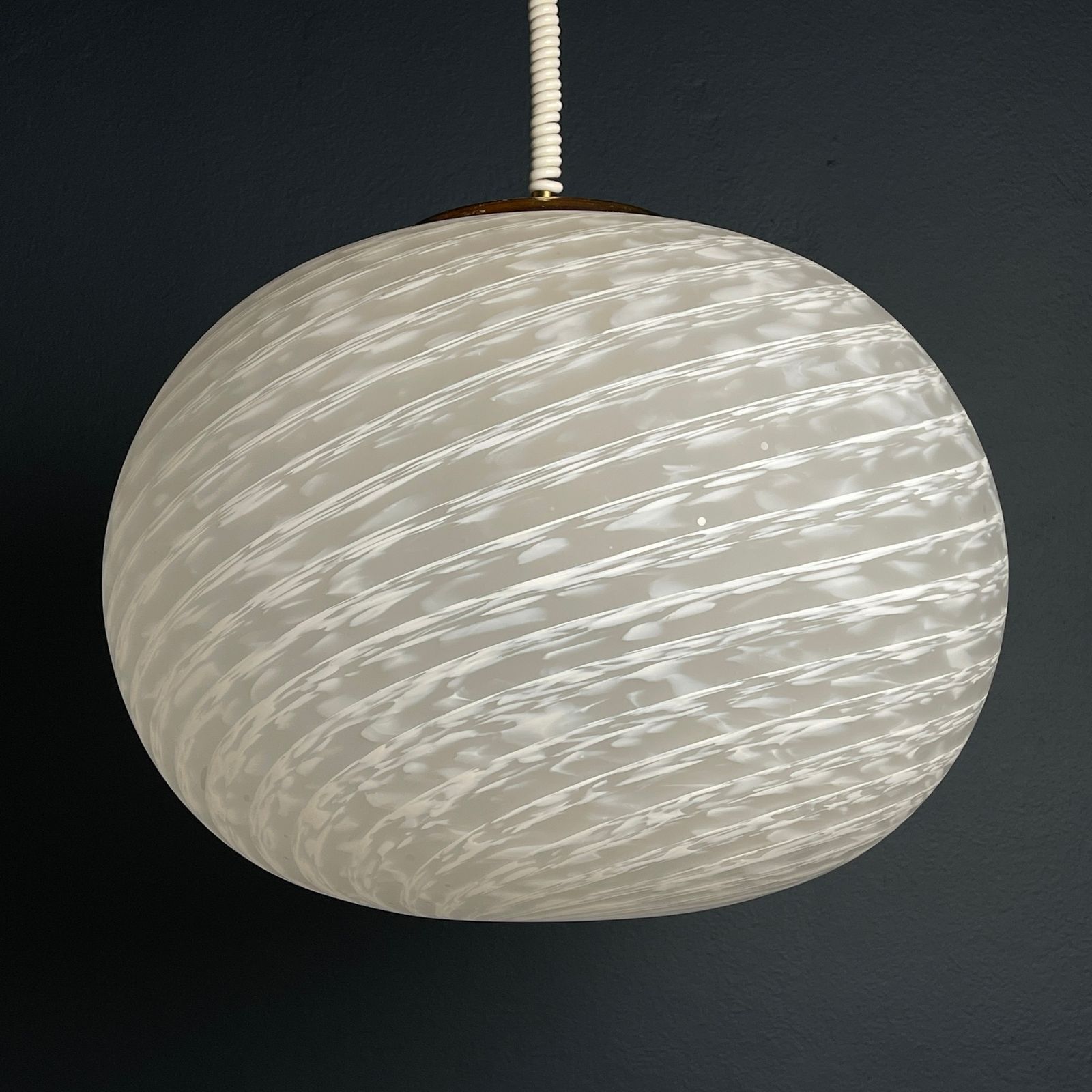 Large Swirl Murano Glass Pendant Lamp Vetri Murano Italy 1970s photo Lighting