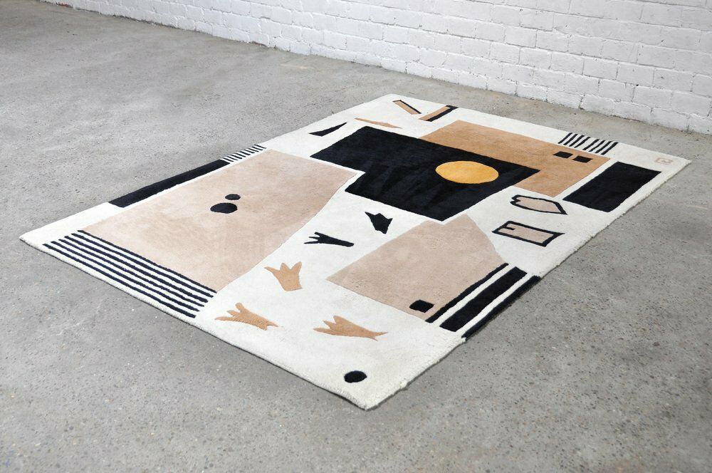 Vintage Handwoven Rug With Abstract Design, 1980s