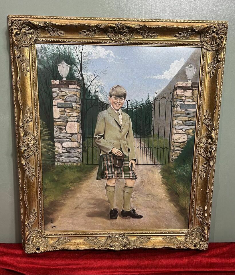 20th Century Young Master Of Iverneill House Pastel Painting Signed J Bell photo for sale