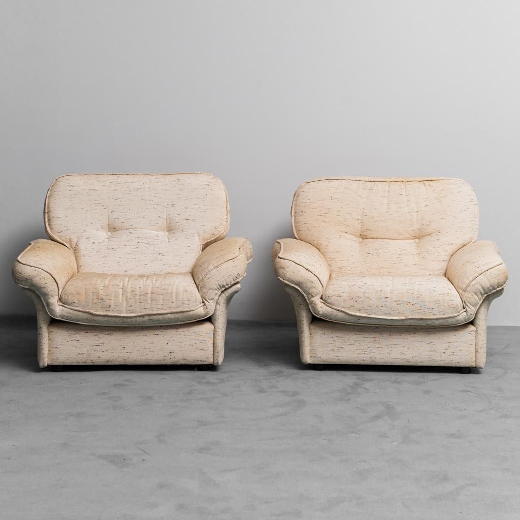 Pair Of Fabric Armchairs Mod. Soffio Doimo 70s Vintage Modern Antique photo 650.0