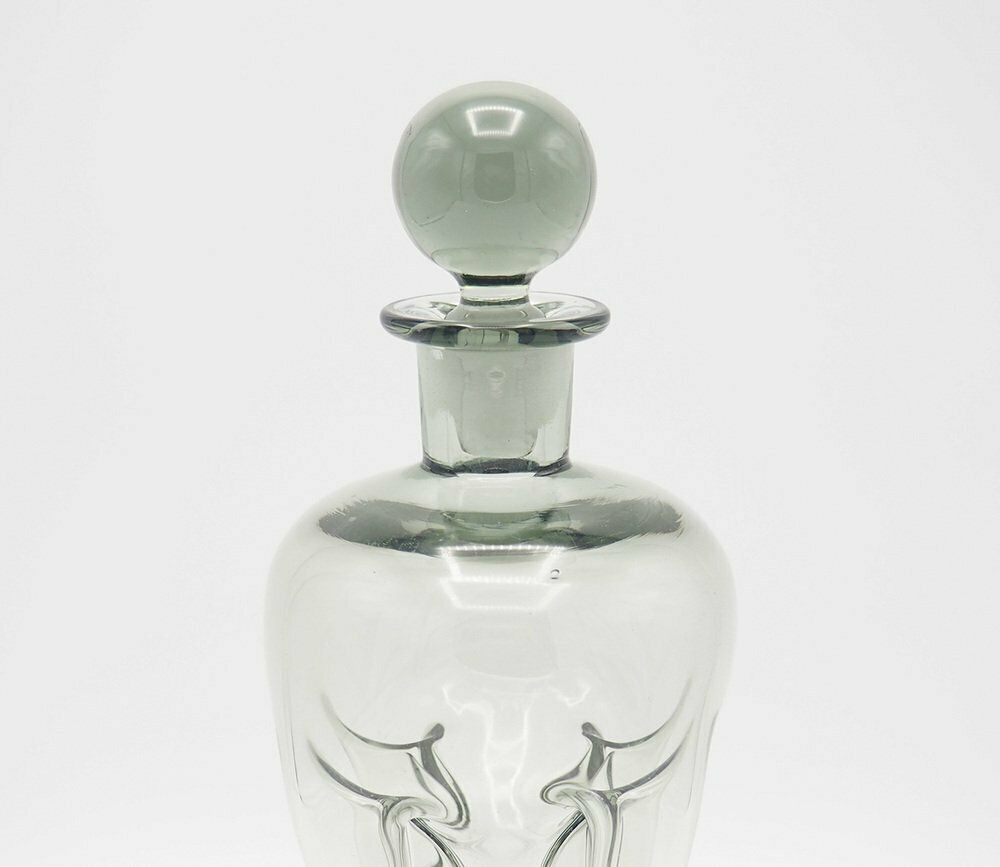Decanter And Cordial Glasses In Grey Smoked Glass From Holmegaard Denmark, 1950s, Set Of 7 photo buy