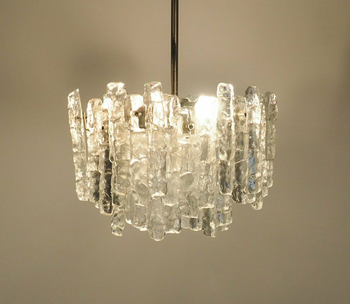 Ice Glass Chandelier By J. T. Kalmar For Kalmar Franken Kg, 1960s photo Lighting