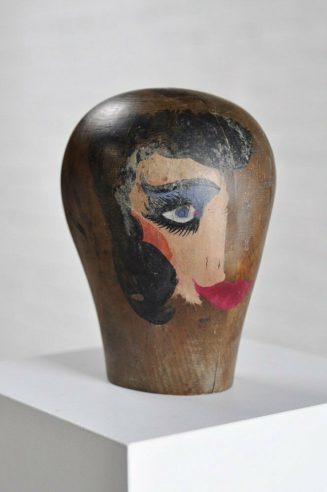 Surrealist Bauhaus Wooden Head Sculpture, 1920s photo furniture