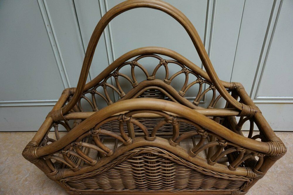 Mid Century Italian French Riviera Bamboo & Rattan Magazine Rack, 1960s photo 214.0