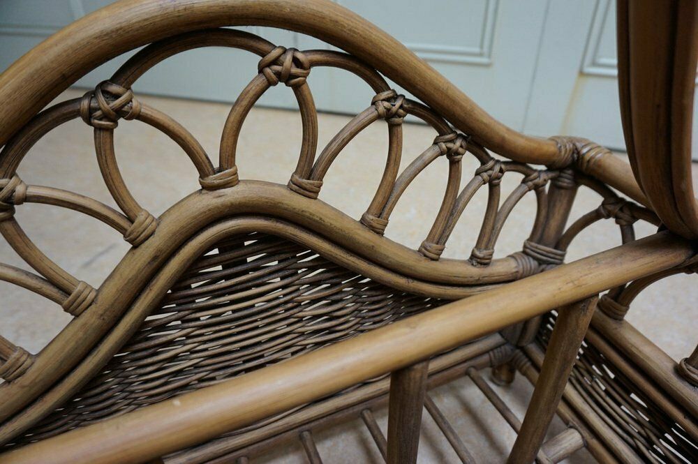 Mid Century Italian French Riviera Bamboo & Rattan Magazine Rack, 1960s photo vintage