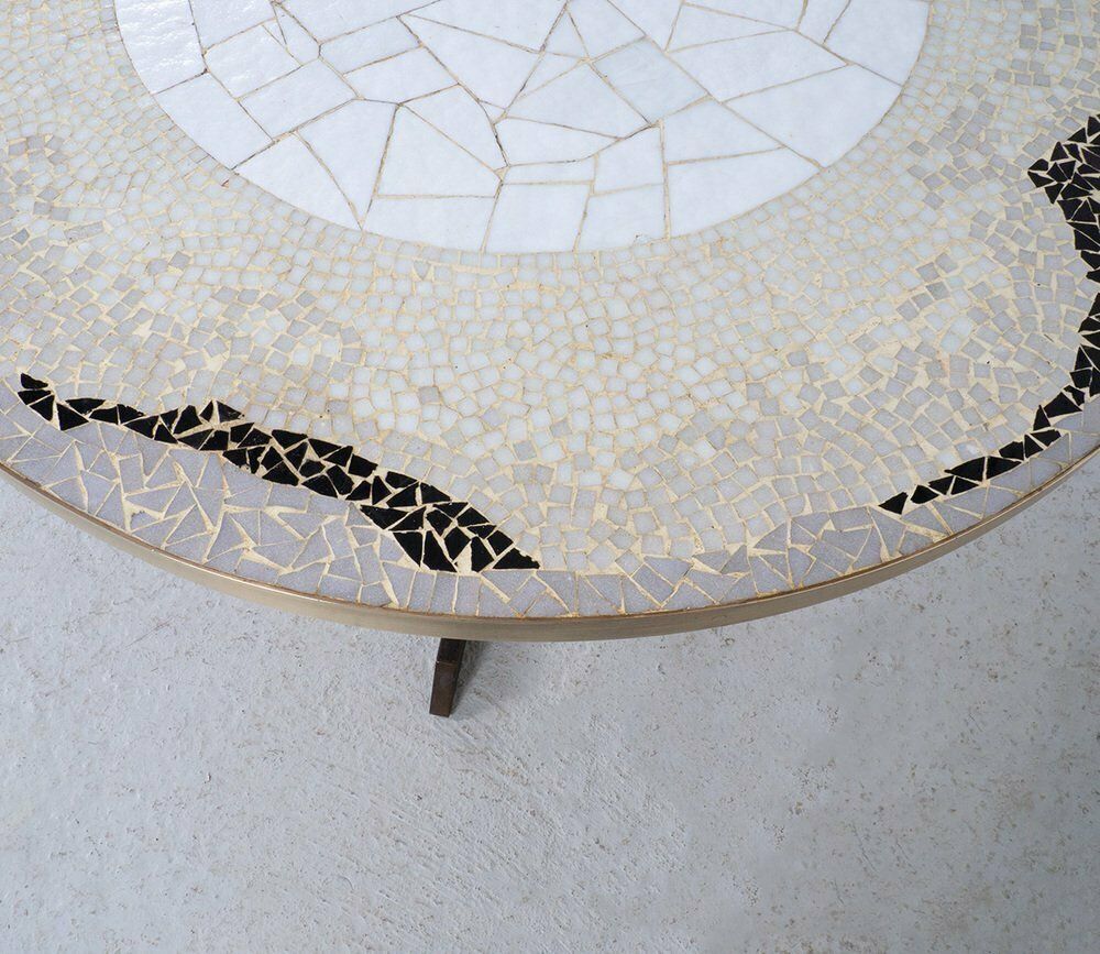 Mosaic And Brass Coffee Table Attributed To Berthold Müller, 1950s photo 1499.0
