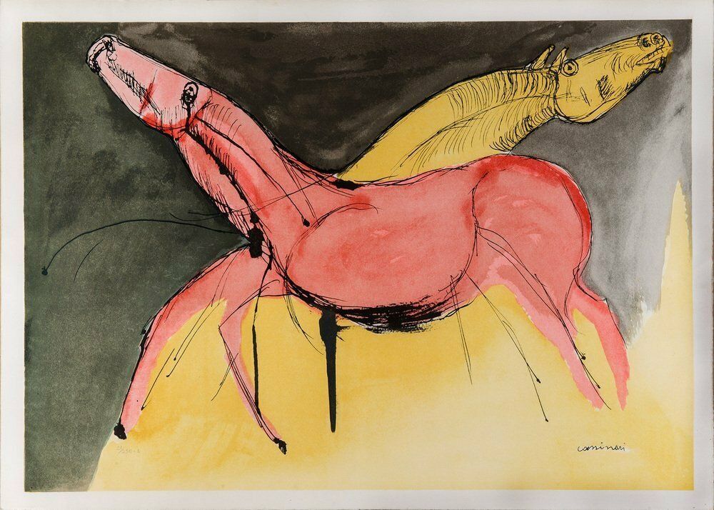Bruno Cassinari Cavallo 1980s Original Lithograph