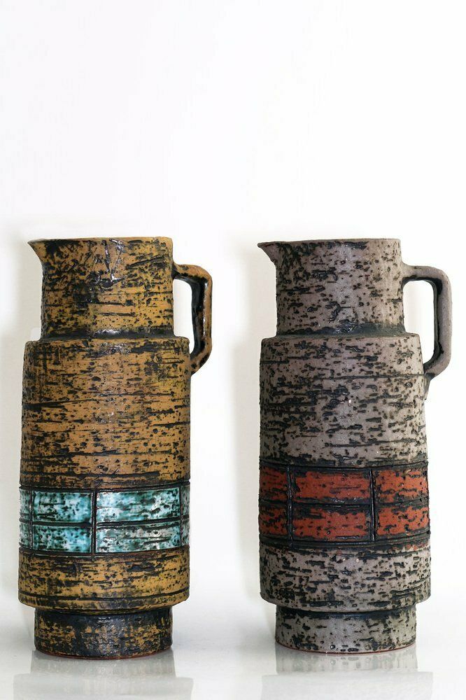 German Pitcher Vases From Spara Schamotte Keramik, 1970s, Set Of 2