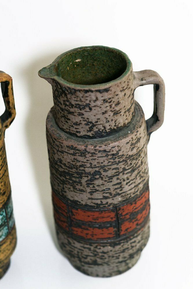 German Pitcher Vases From Spara Schamotte Keramik, 1970s, Set Of 2 photo for sale
