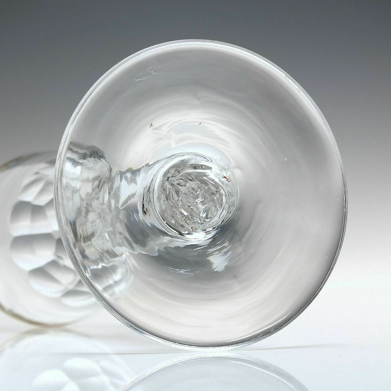 English 18th Century Facet Cut Wine Glass With Gilded Rim C1780 photo 160.0
