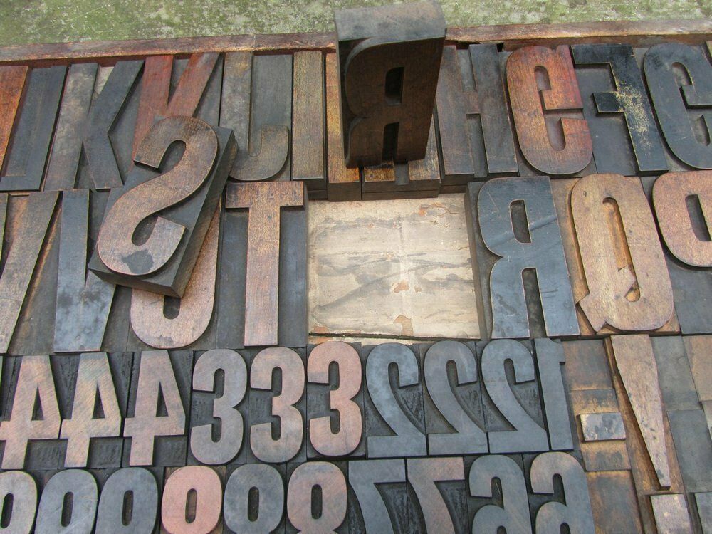 Vintage Industrial Wooden Letters & Numbers Printing Blocks, 1930s photo buy