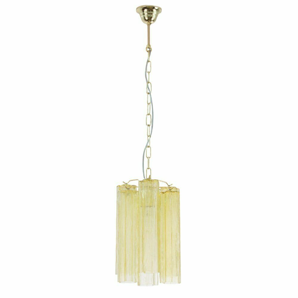 Tronchi Chandelier In Chamomile Yellow Glass, Italy, 1990s