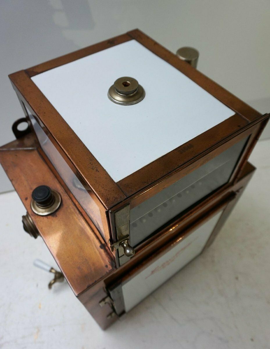 Antique Steampunk Copper And Ceramic Medical Sterilizer Cabinet, 1890s photo vinterior