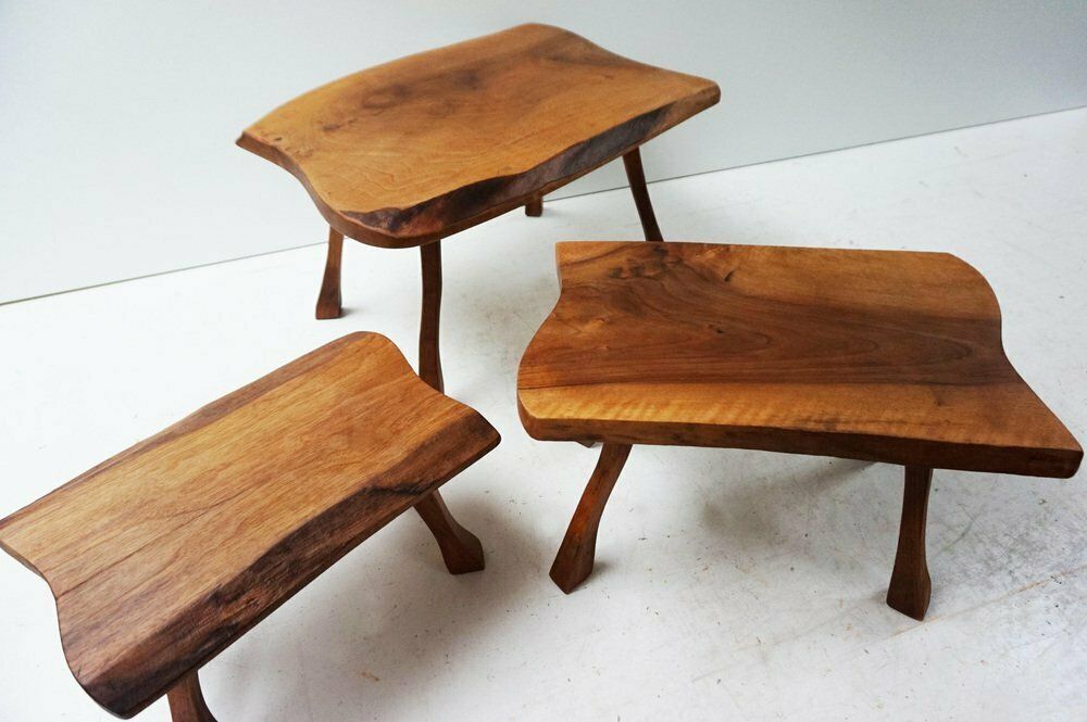 Brutalist Wabi Sabi Tree Trunk Nesting Tables, Holland, 1960s, Set Of 3 photo 280.0