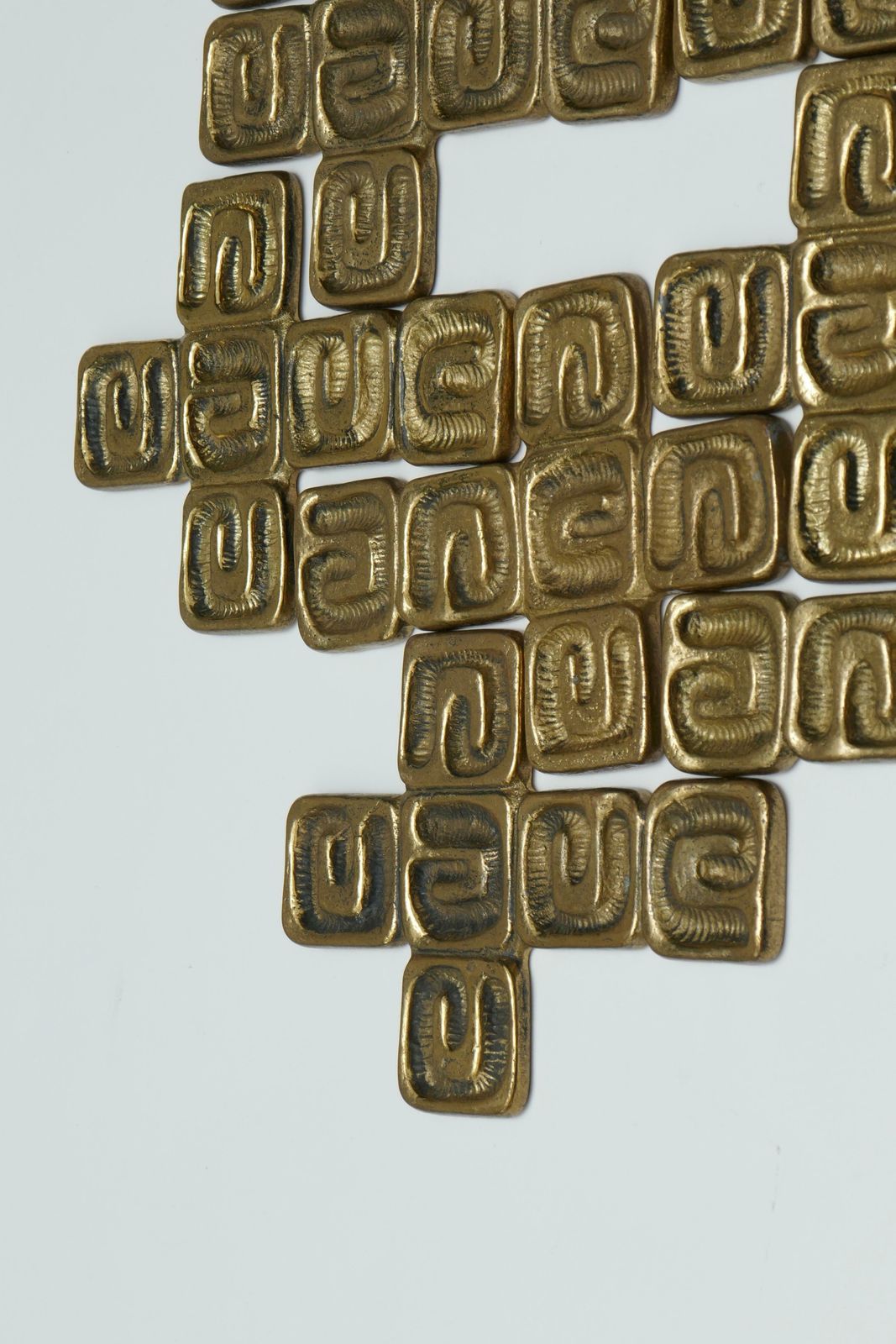 Set Of 10 Wall Brass Sculptures By Luciano Frigerio Italy 1970s photo buy