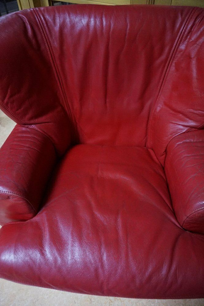 Large Red Leather Armchair By Calia Italia, 1990s photo vinterior