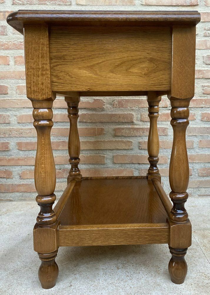 photo for sale 20th Century Spanish Nightstands With One Drawer And Iron Hardware And One Open Shelf, 1950s, Set Of 2