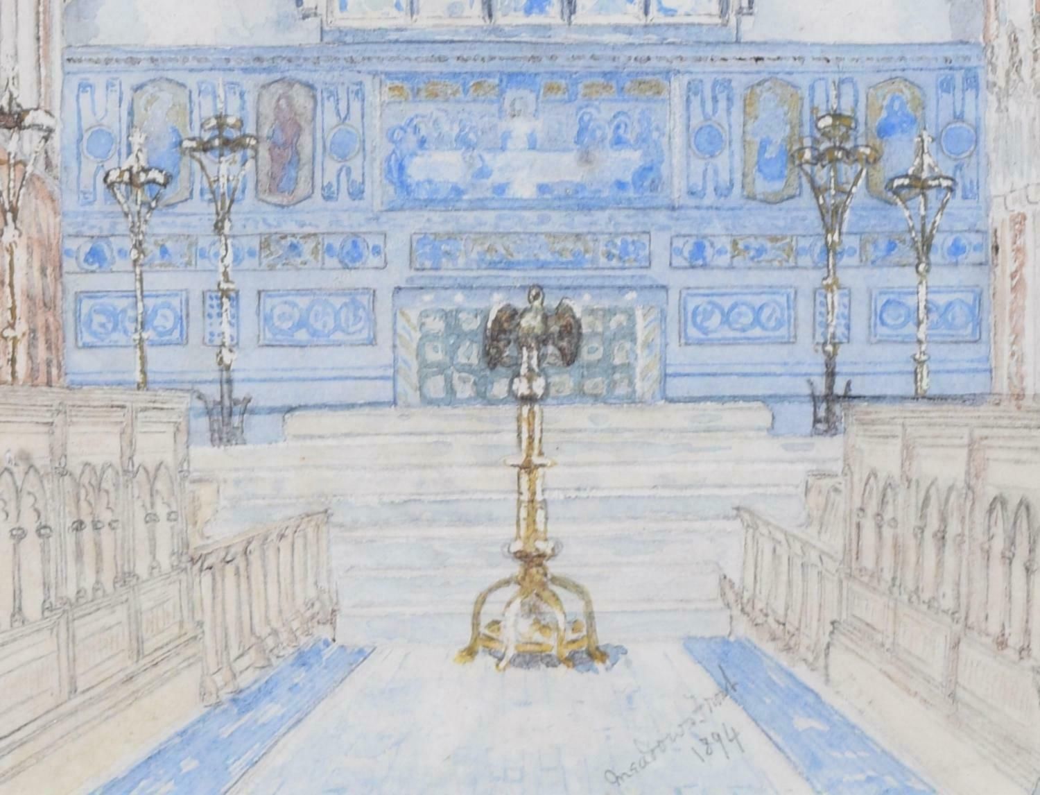 Meadows Frost Charterhouse School Chapel Watercolour By Meadows Frost 1894 photo Art