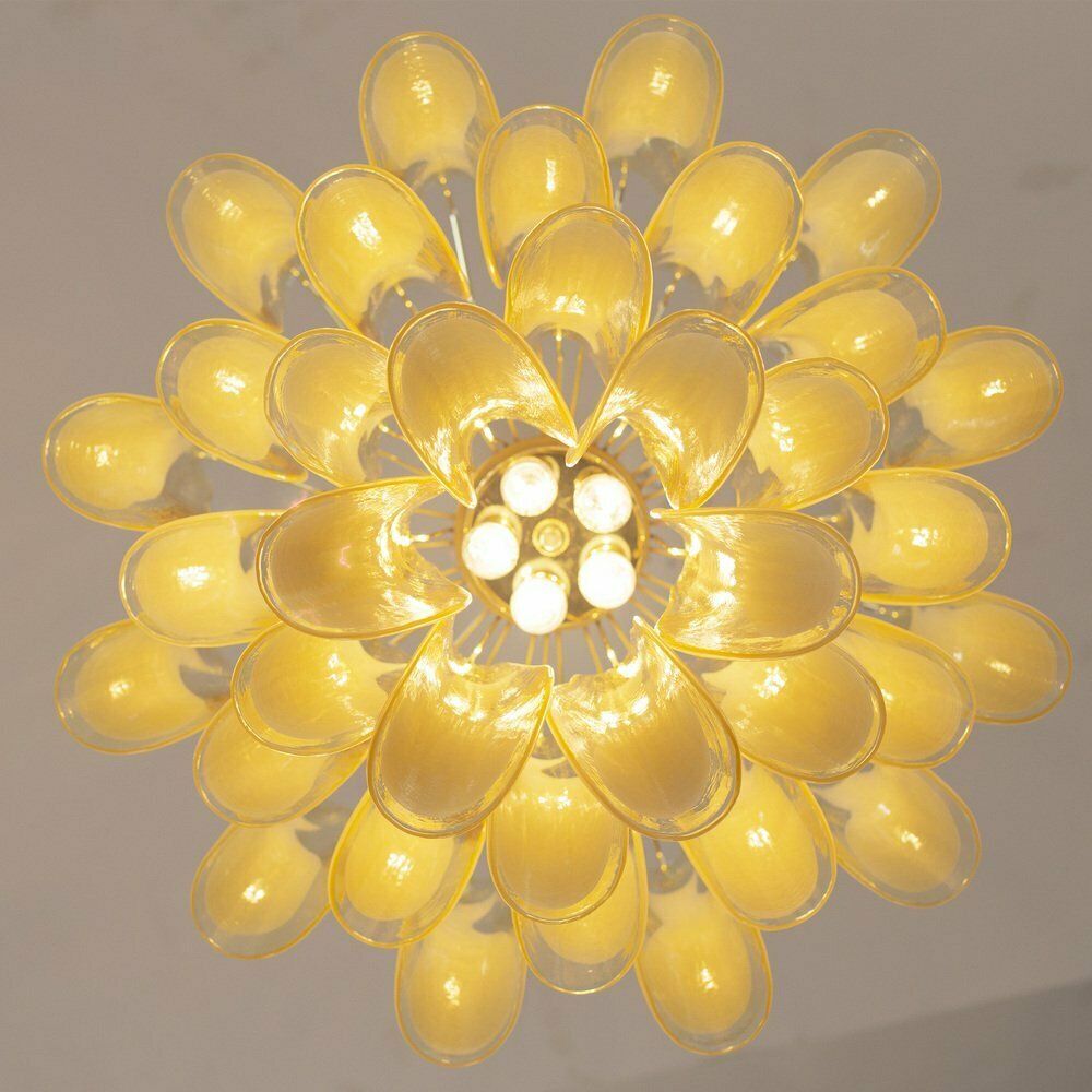 Petal Lamp In Amber And White Murano Glass, Italy, 1990s photo buy