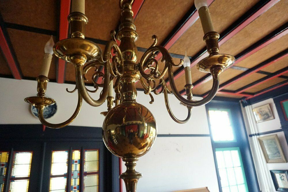 Dutch Colonial Rembrandt 5 Light Bronze Chandelier, 1870s photo 1421.0