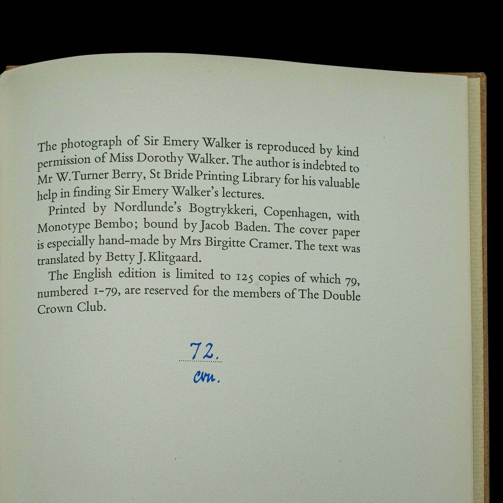 Vintage Biography, Sir Emery Walker, Danish, Limited Edition, English Language photo buy